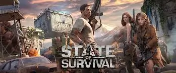Group of survivors with weapons in a post-apocalyptic landscape.
