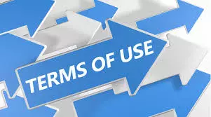Clear signage displaying "Terms of Use" for website policies and user guidelines.