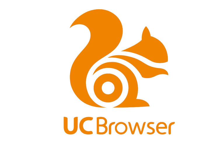 UC Browser squirrel logo icon, orange and black design for fast browsing.